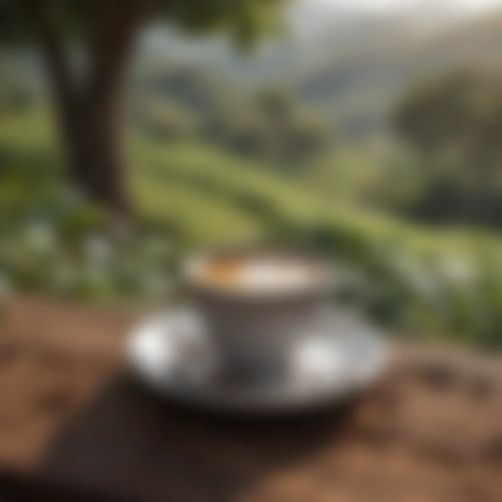 A serene landscape with a tranquil coffee plantation