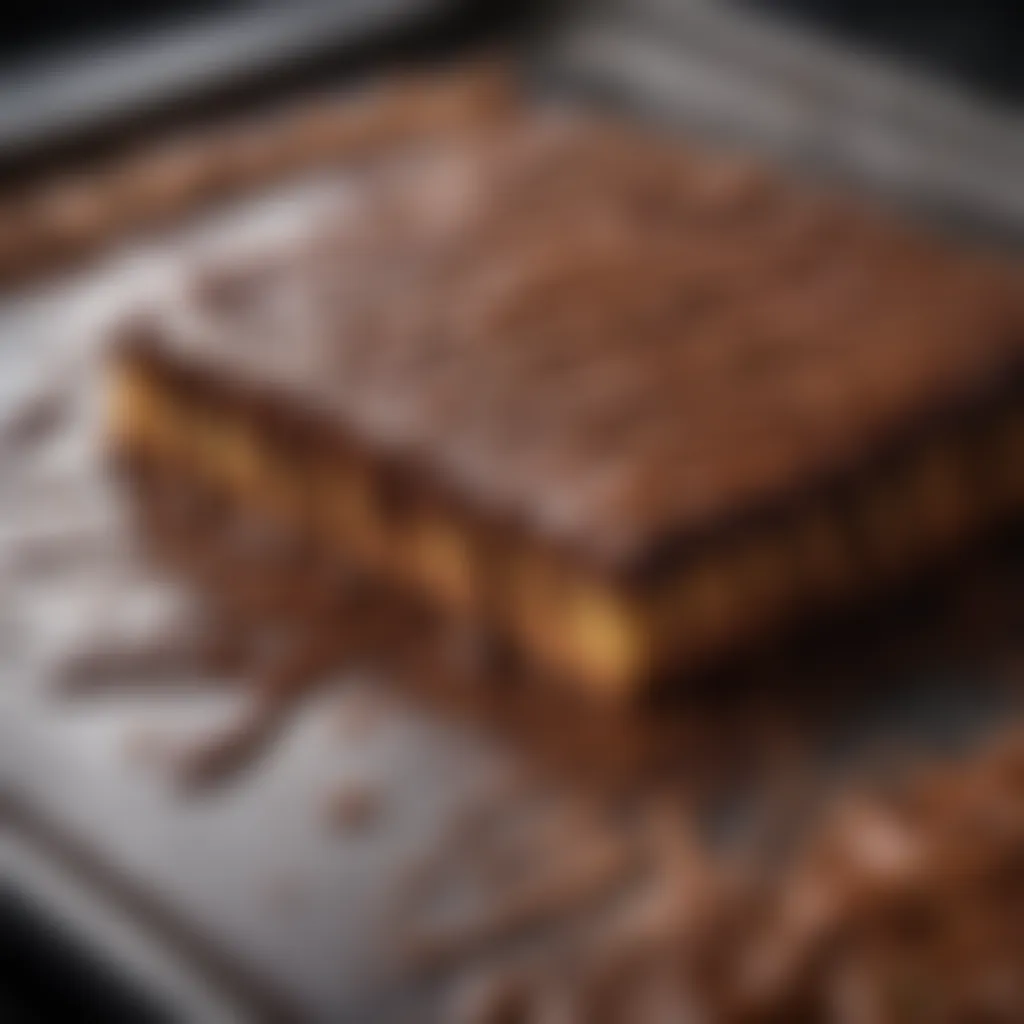 Artistic Chocolate Drizzle Adorning Tray Bake Exquisite Chocolate Drizzle on Tray Bake