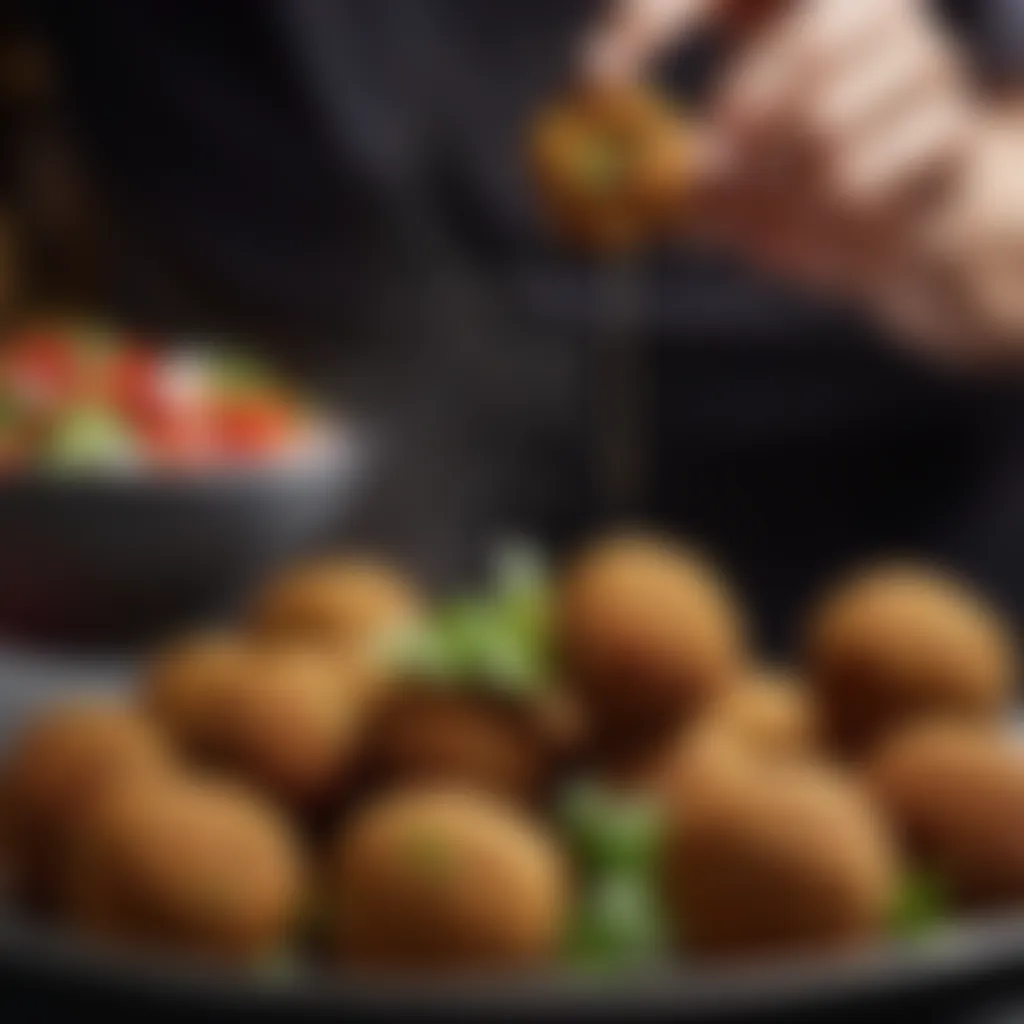 Falafel being shaped into balls