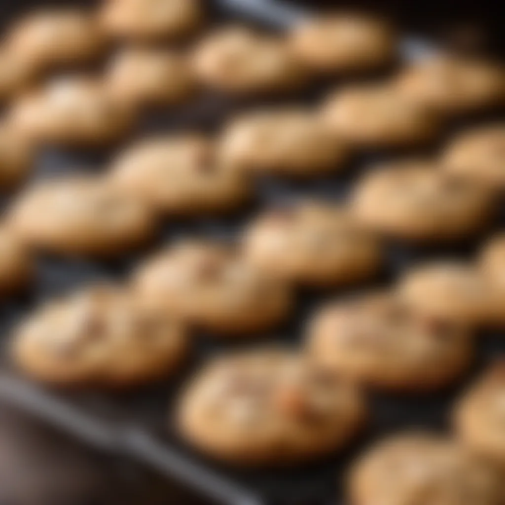 Close-up of golden brown almond cookies cooling on a wire rack