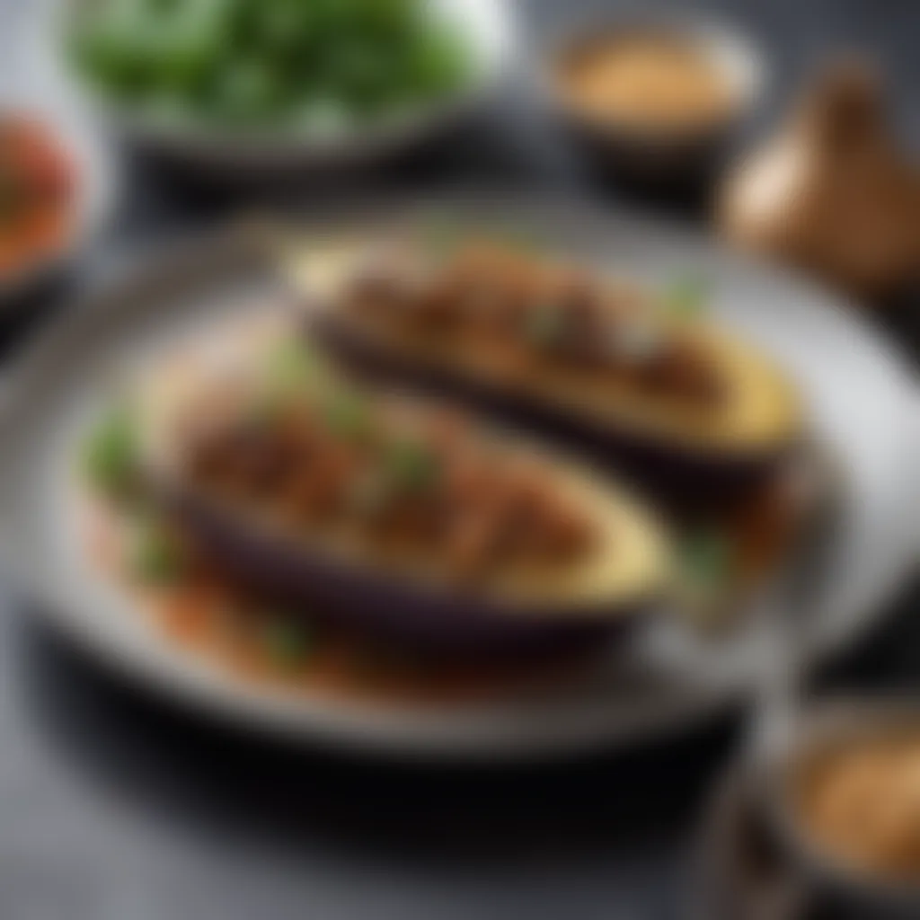 Artful Presentation of Eggplant Delight Plating the finished eggplant dish