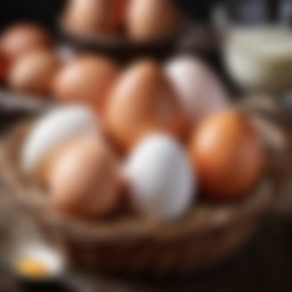 Farm-fresh Egg Selection Farm-fresh organic eggs in a basket