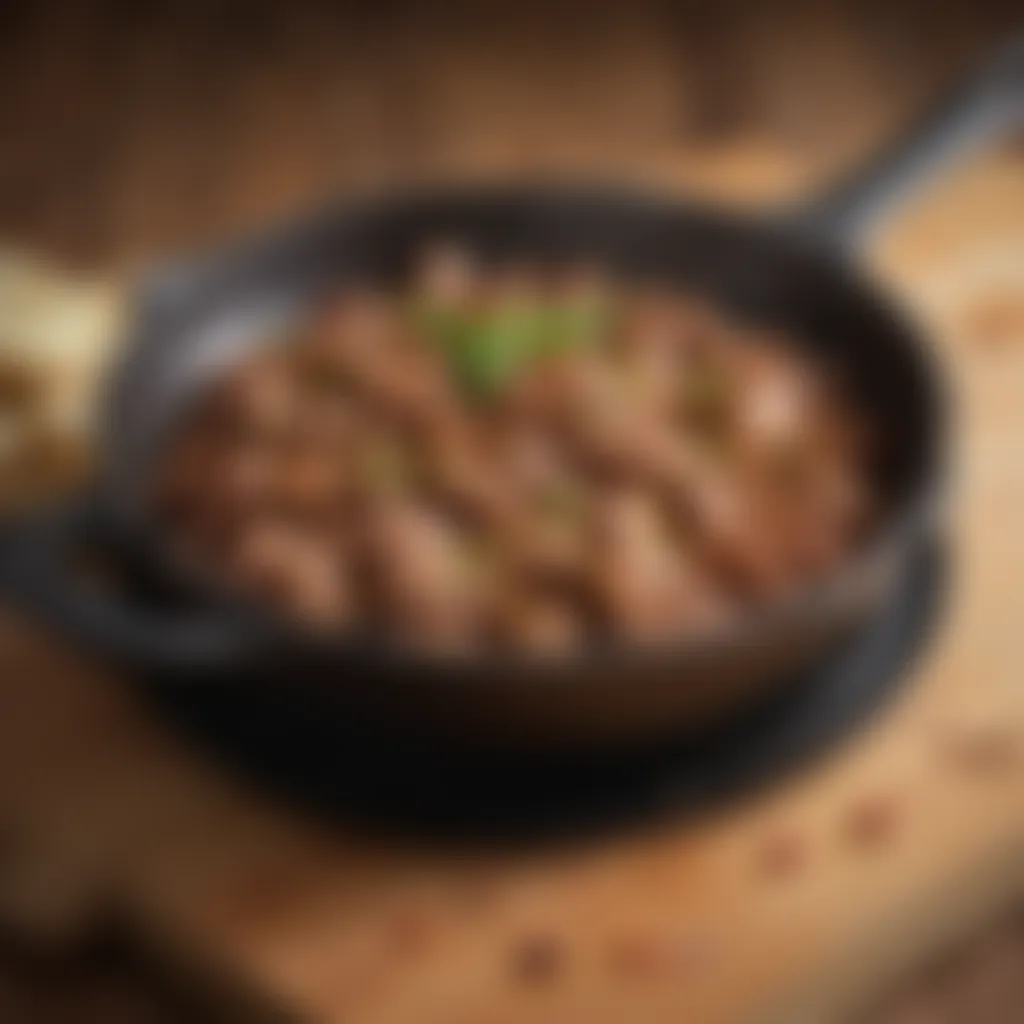 Sear & Sizzle: Perfectly Cooked Minced Pork Sizzling minced pork in a hot skillet
