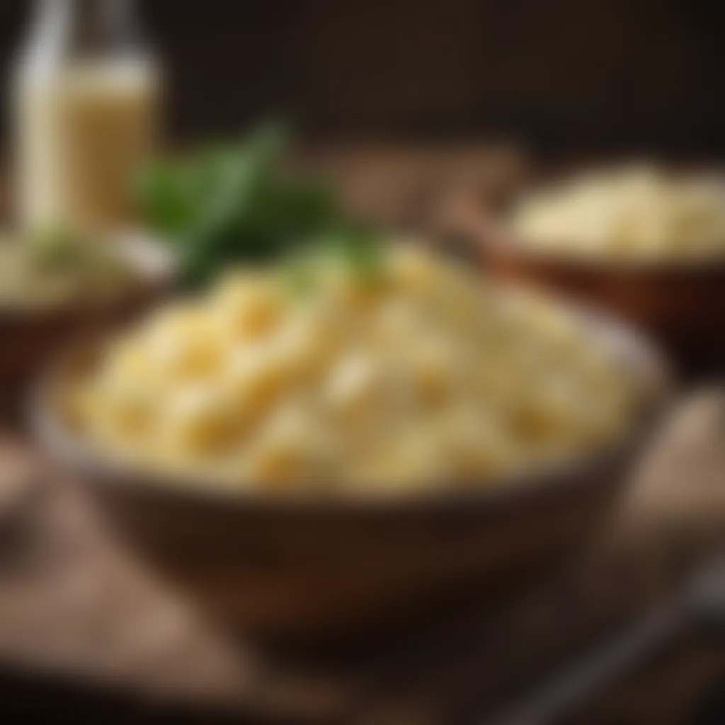 Creamy mashed potatoes in a rustic bowl