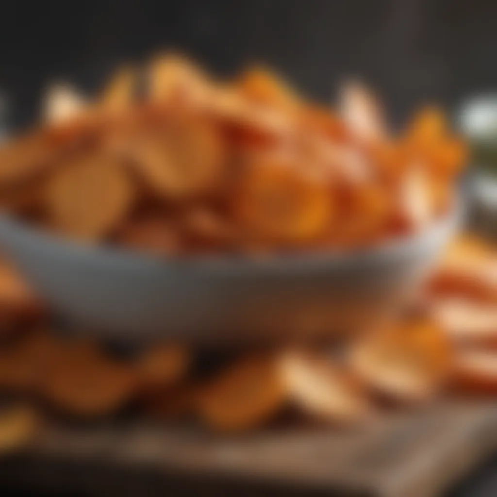 Crispy Sweet Potato Chips in Bowl