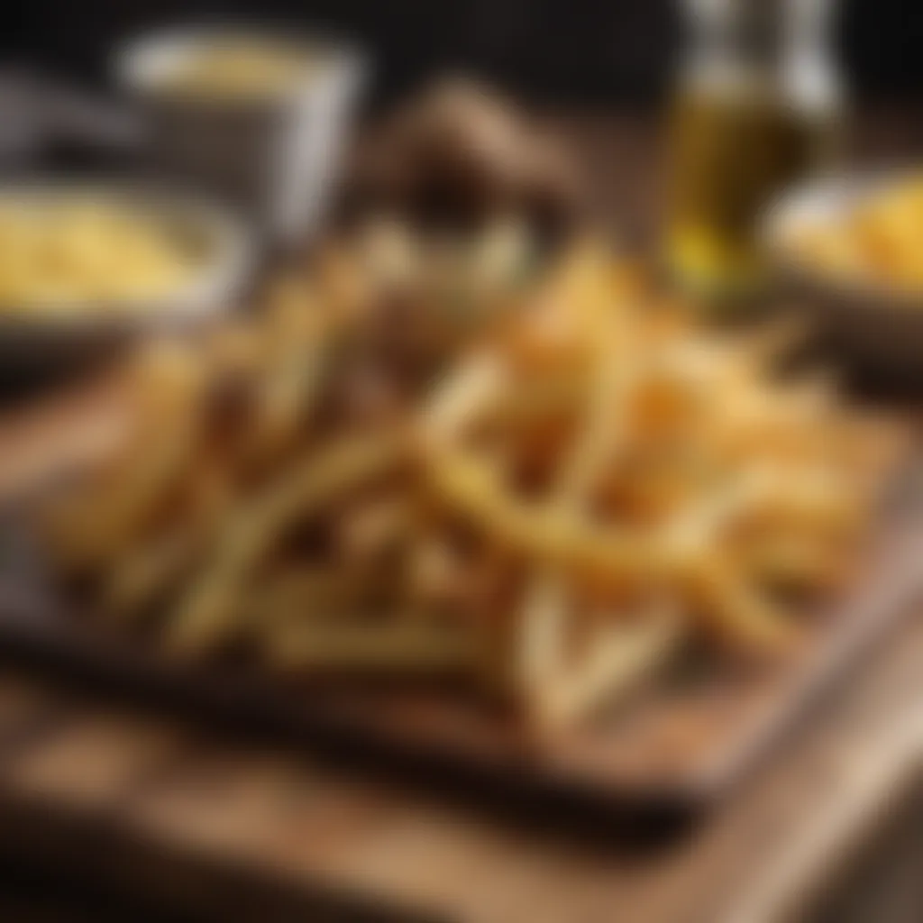 Gourmet Truffle Oil Fries on Wooden Board