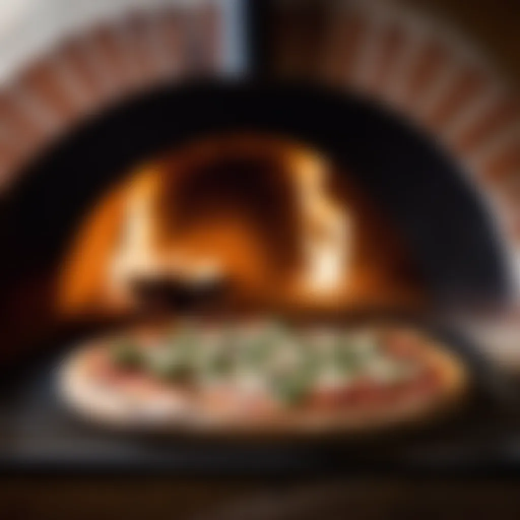 Wood-fired oven baking the perfect pizza