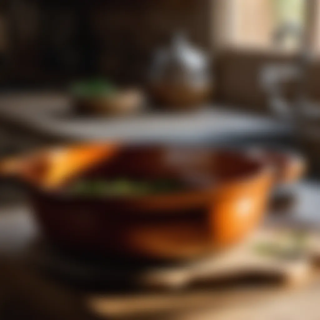 Artisanal Handcrafted Ceramic Cookware in Sunlit Kitchen Setting