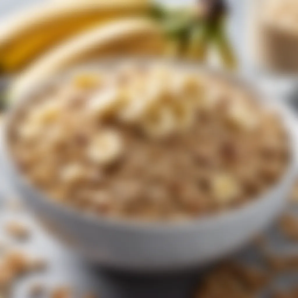 Captivating close-up of oat and banana mixture