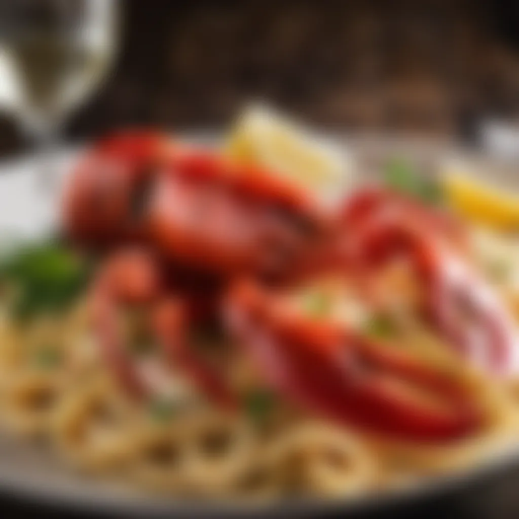 Freshly caught lobster for seafood linguine