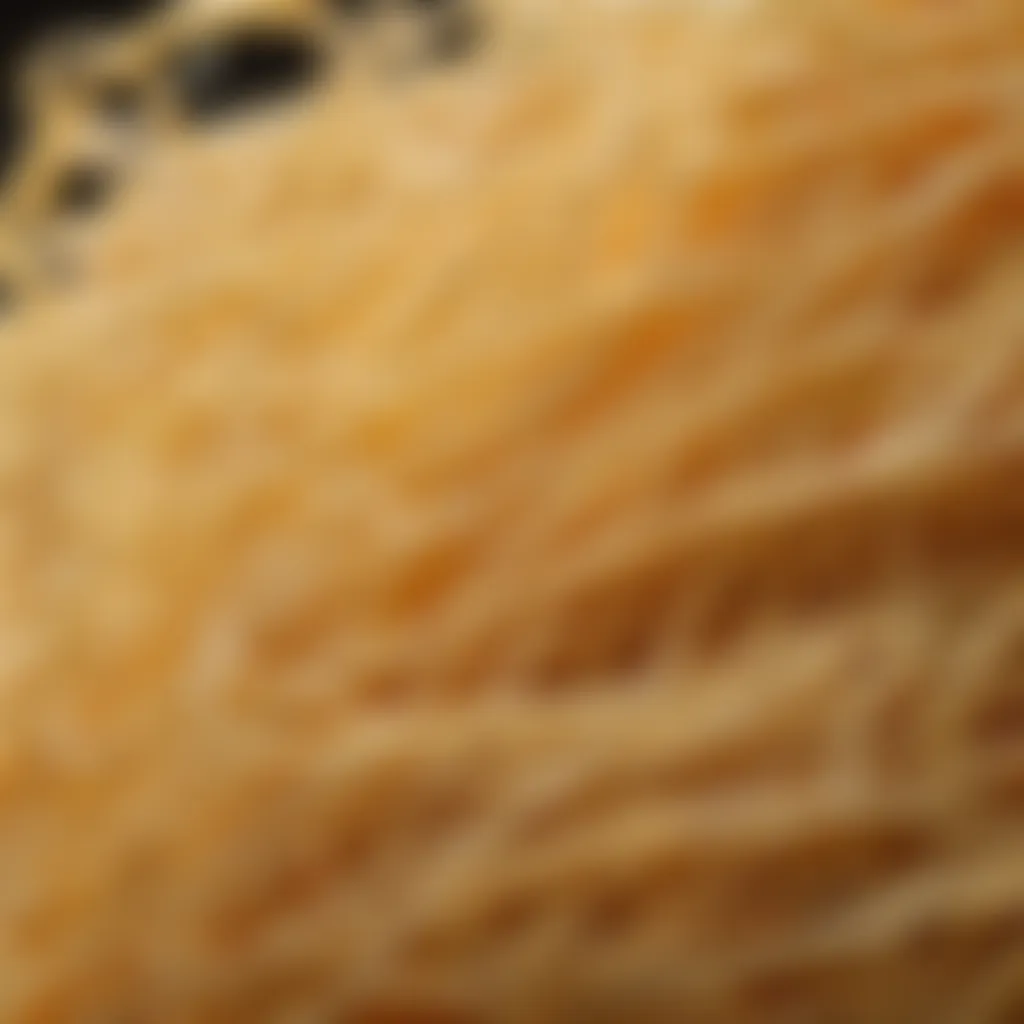 A close-up of angel hair pasta showcasing its fine strands