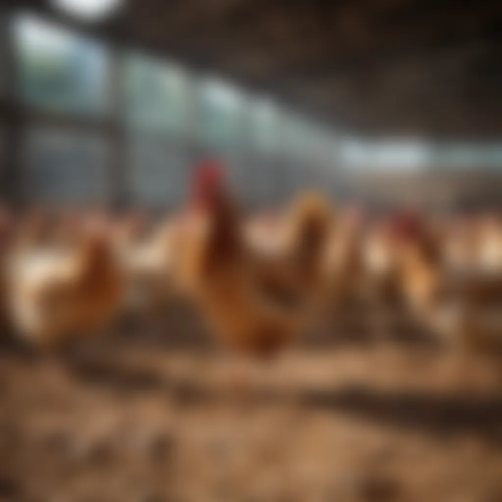 A farm environment depicting ethical poultry farming practices.