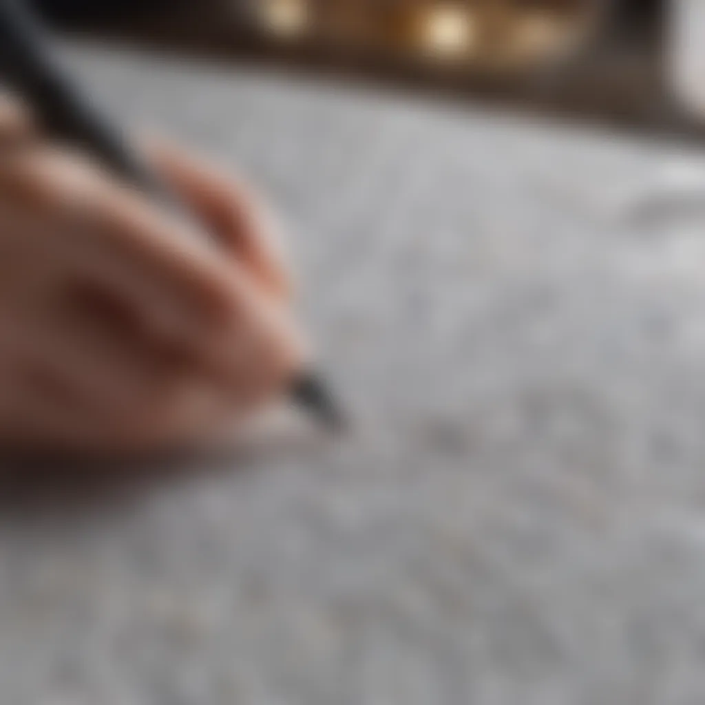 Close-up of a hand using an edible icing pen to create detailed patterns