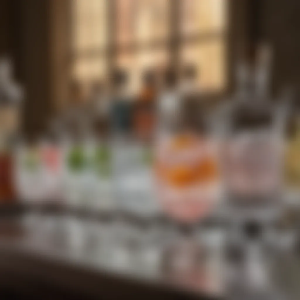 Array of gin glasses highlighting diverse flavor profiles