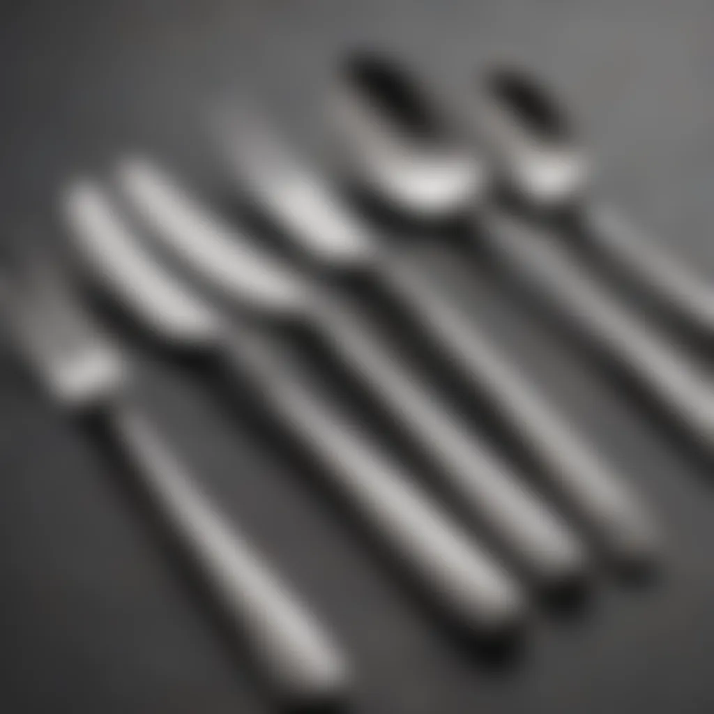 Close-up of high-quality stainless steel flatware showcasing its shine and craftsmanship