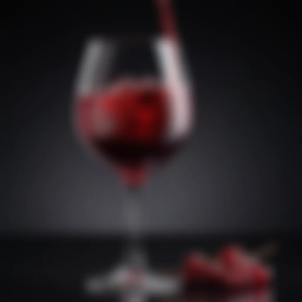 Close-up of a glass of sweet red wine showcasing its rich color