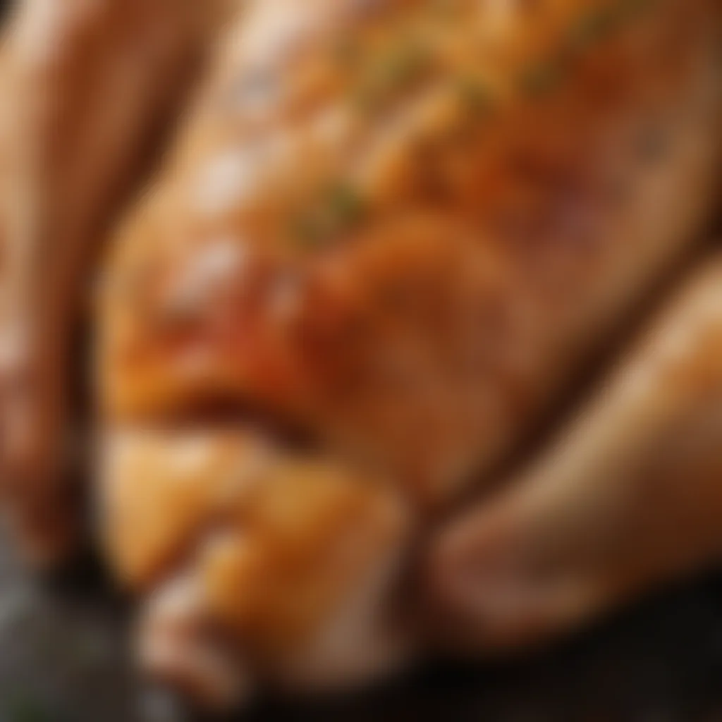 Close-up of brined chicken showcasing texture