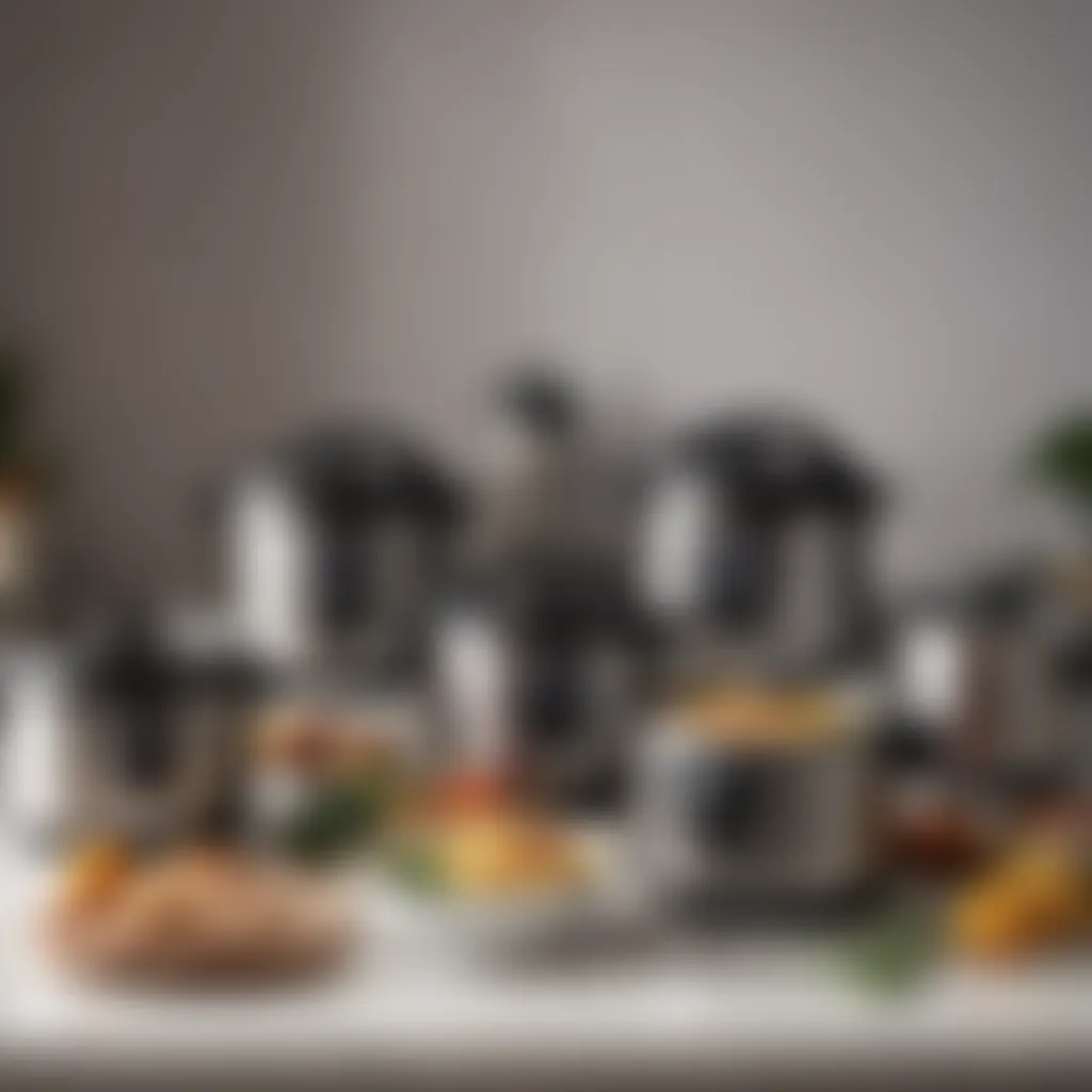 An assortment of pressure cooker models demonstrating diverse functionalities.