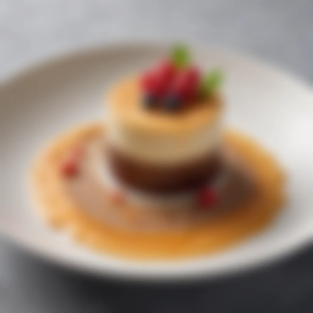 A beautifully plated dish featuring a dessert shaped with a ring mold, illustrating its culinary application.