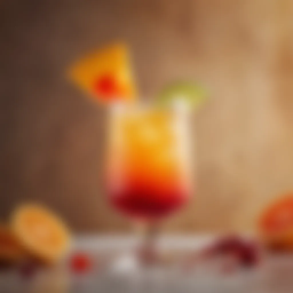 A vibrant glass of Tequila Sunrise showcasing the gradient of colors