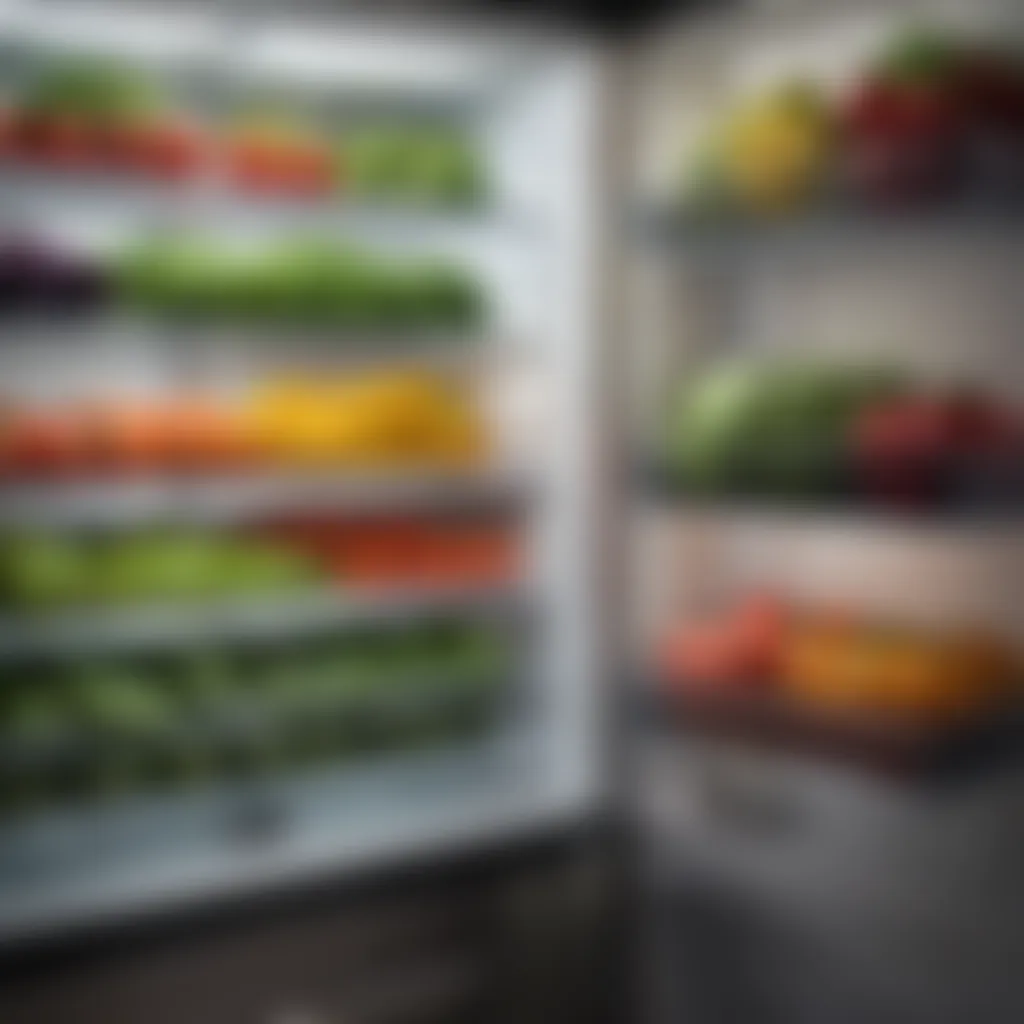 Modern vegetable refrigerator showcasing fresh produce