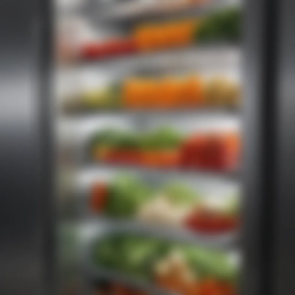 Close-up of technical features in a vegetable refrigerator