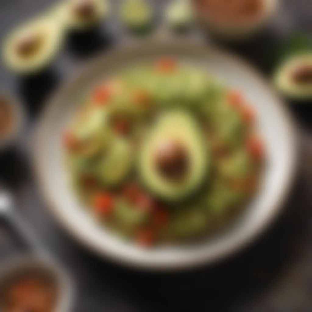 A vibrant spread of various dishes featuring avocados