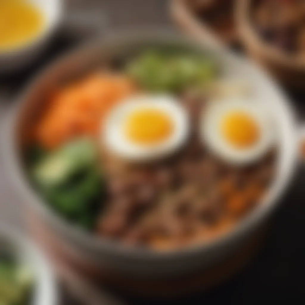 Ajumma showcasing a beautifully plated bibimbap