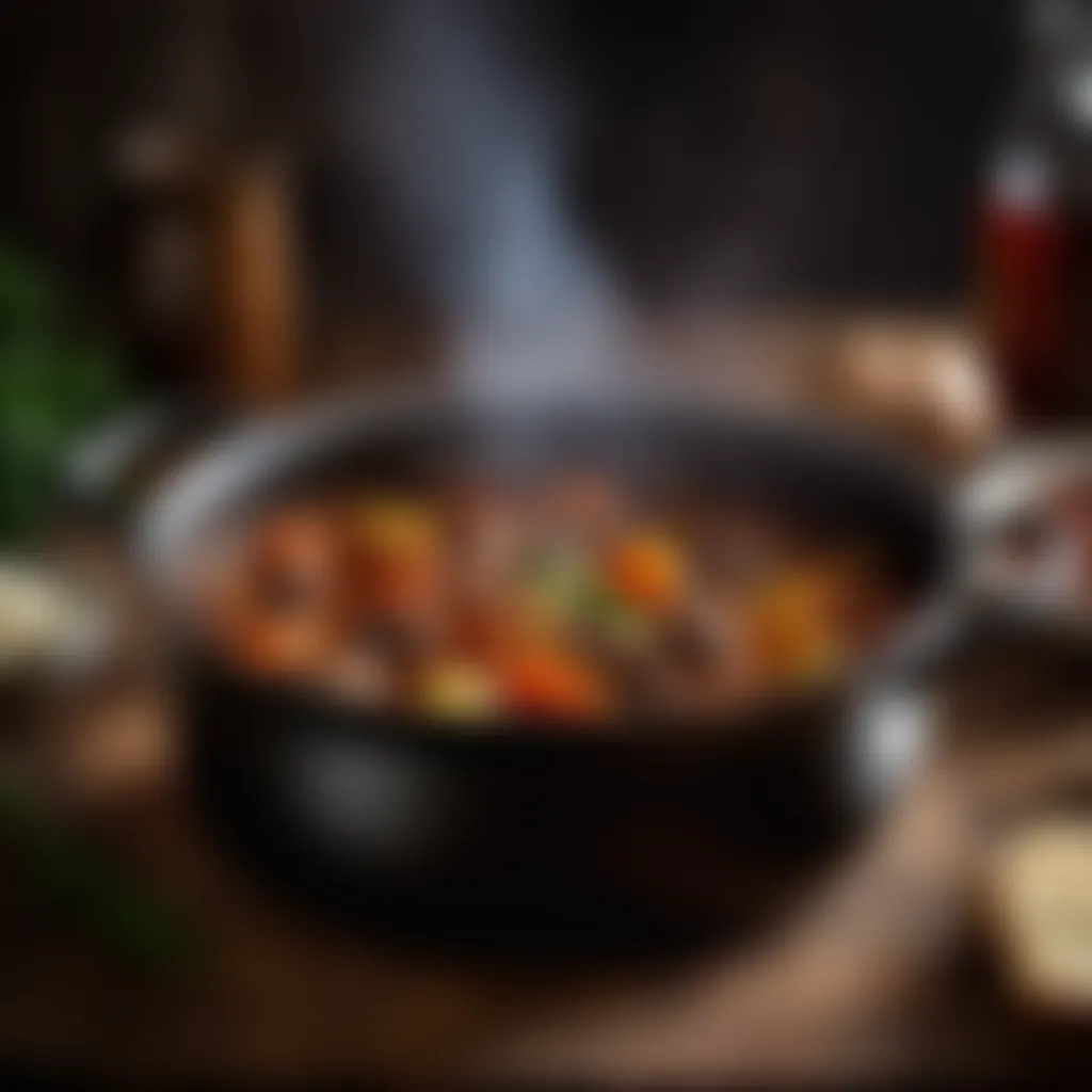 Mystery stew simmering in a traditional pot