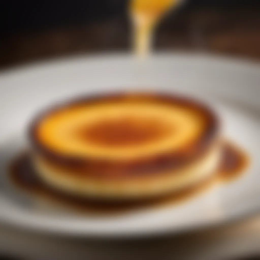 Delicate torching of caramelized sugar atop creamy custard