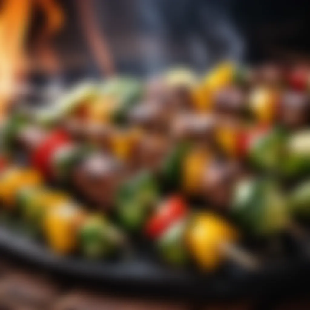 Succulent Grilled Kebabs Ready to Serve Grilled kebabs on skewers ready to serve