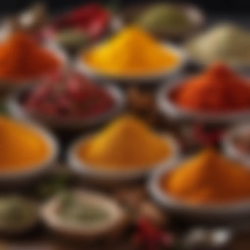 Variety of spices for chilli recipe