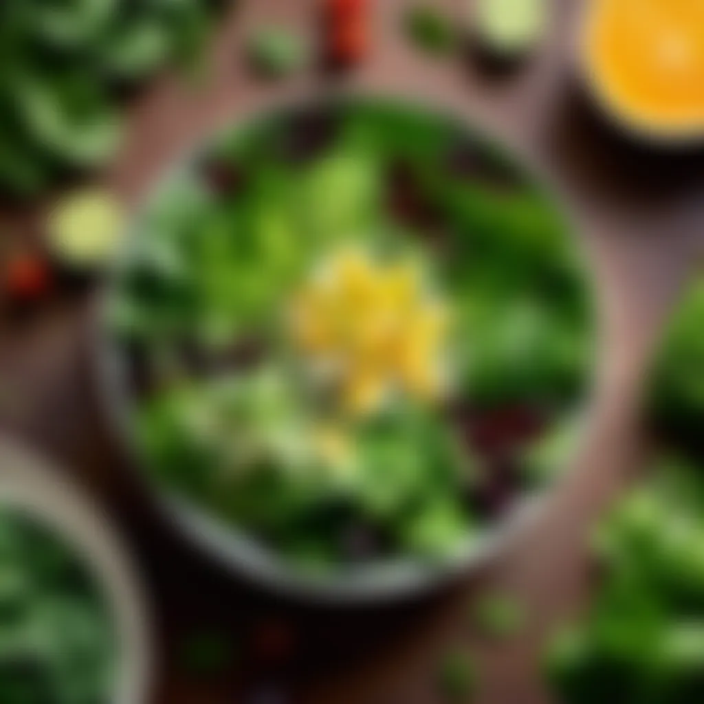 Various leafy greens arranged in a salad bowl