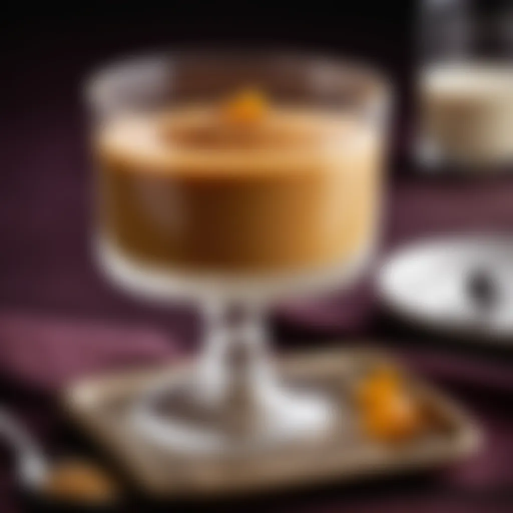 Exquisite artisanal butterscotch pudding in elegant glassware