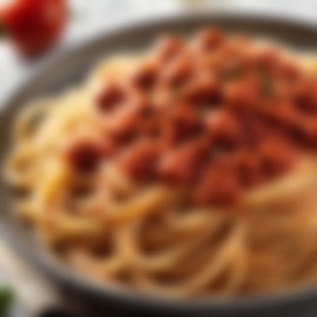 Velvety texture of finished spaghetti sauce