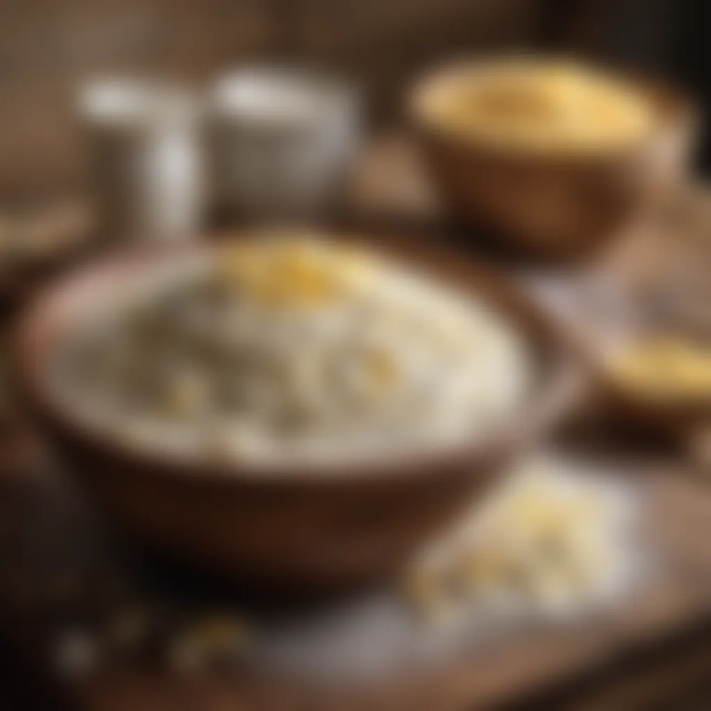 Cornstarch in a rustic wooden bowl