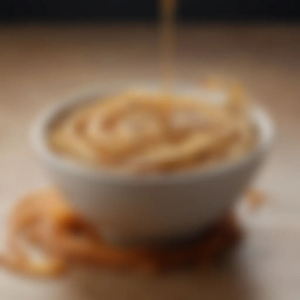 An artful swirl of caramelized onion sauce in a minimalist dish