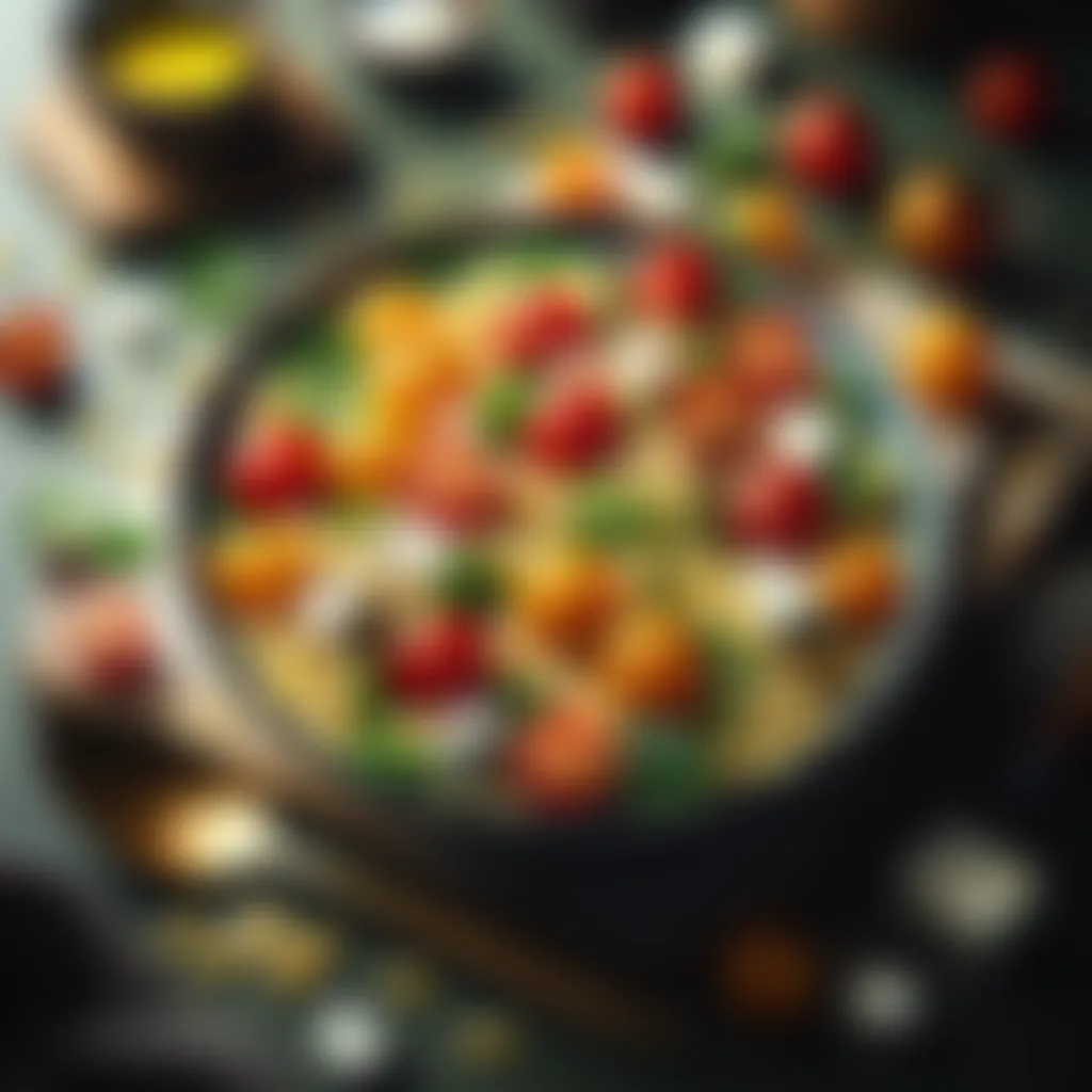 Colorful Orzo Salad with Cherry Tomatoes and Feta A colorful orzo salad with cherry tomatoes and feta cheese