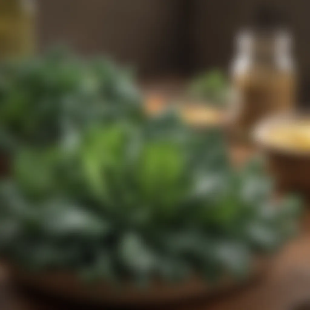Garden-Fresh Kale Leaves Vibrant kale leaves in a rustic setting