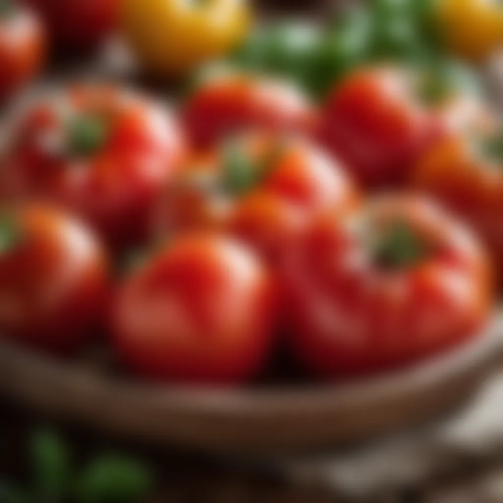 Vibrant ripe tomatoes in a rustic setting