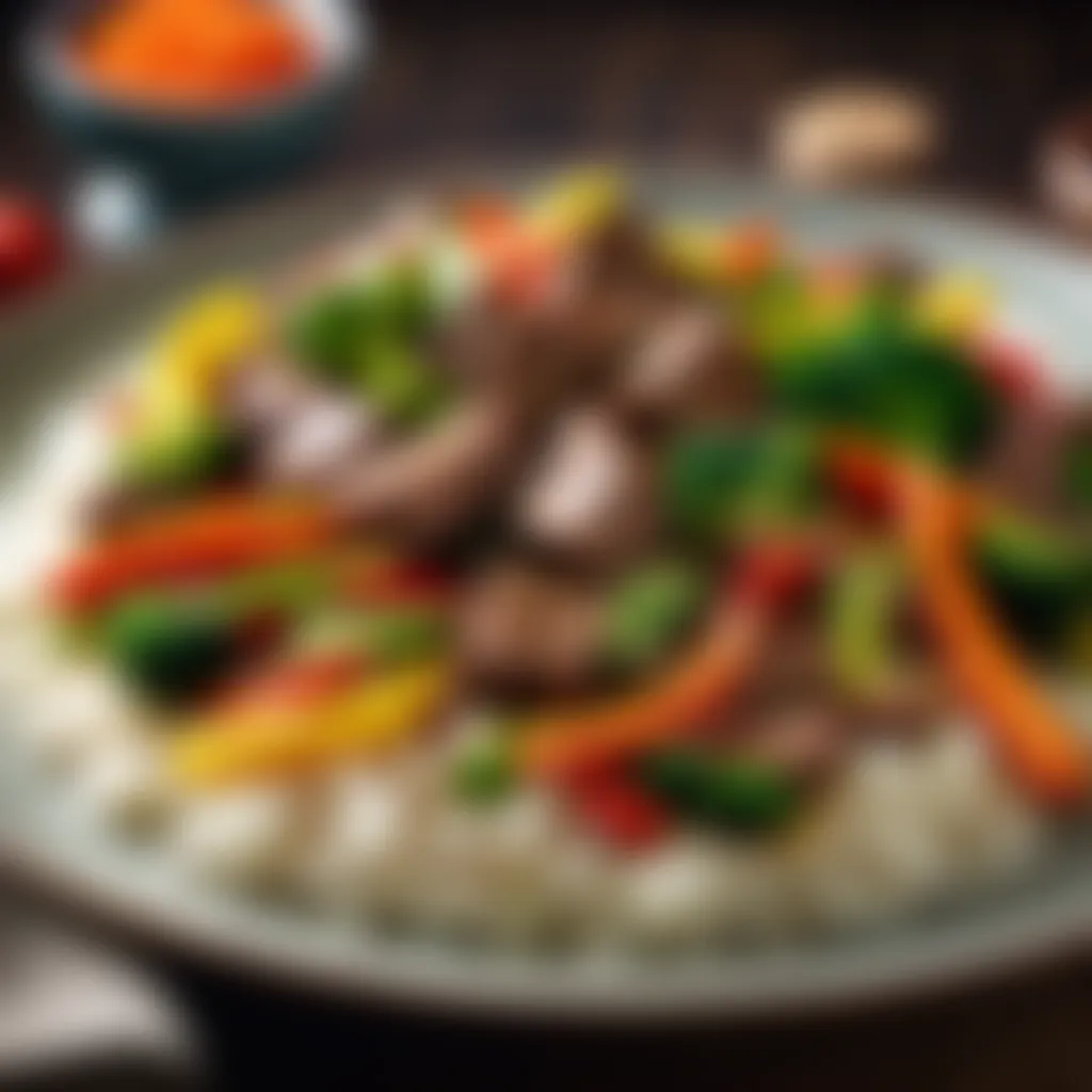 Exquisite Chinese stir-fry beef with vibrant vegetables