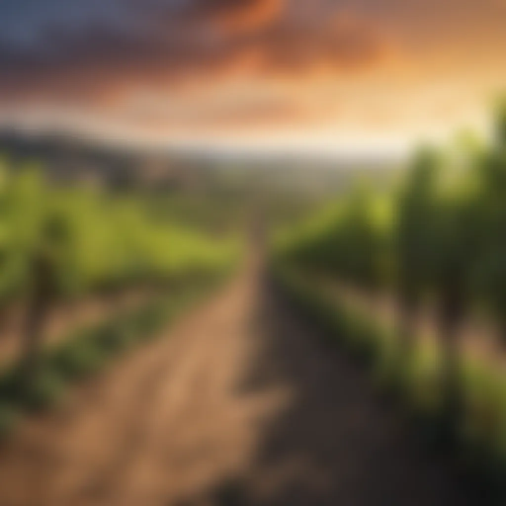 A scenic vineyard showcasing lush grapevines.