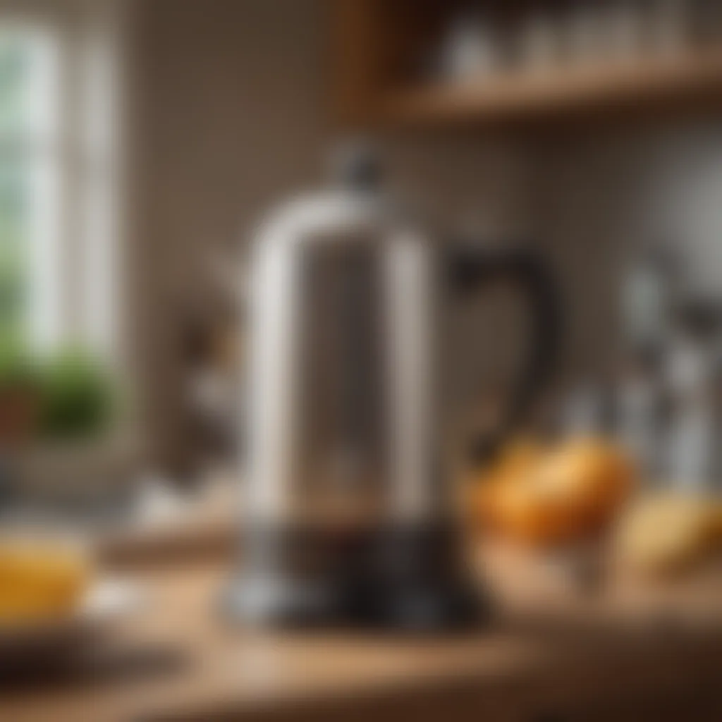 Vintage percolator in cozy kitchen setting