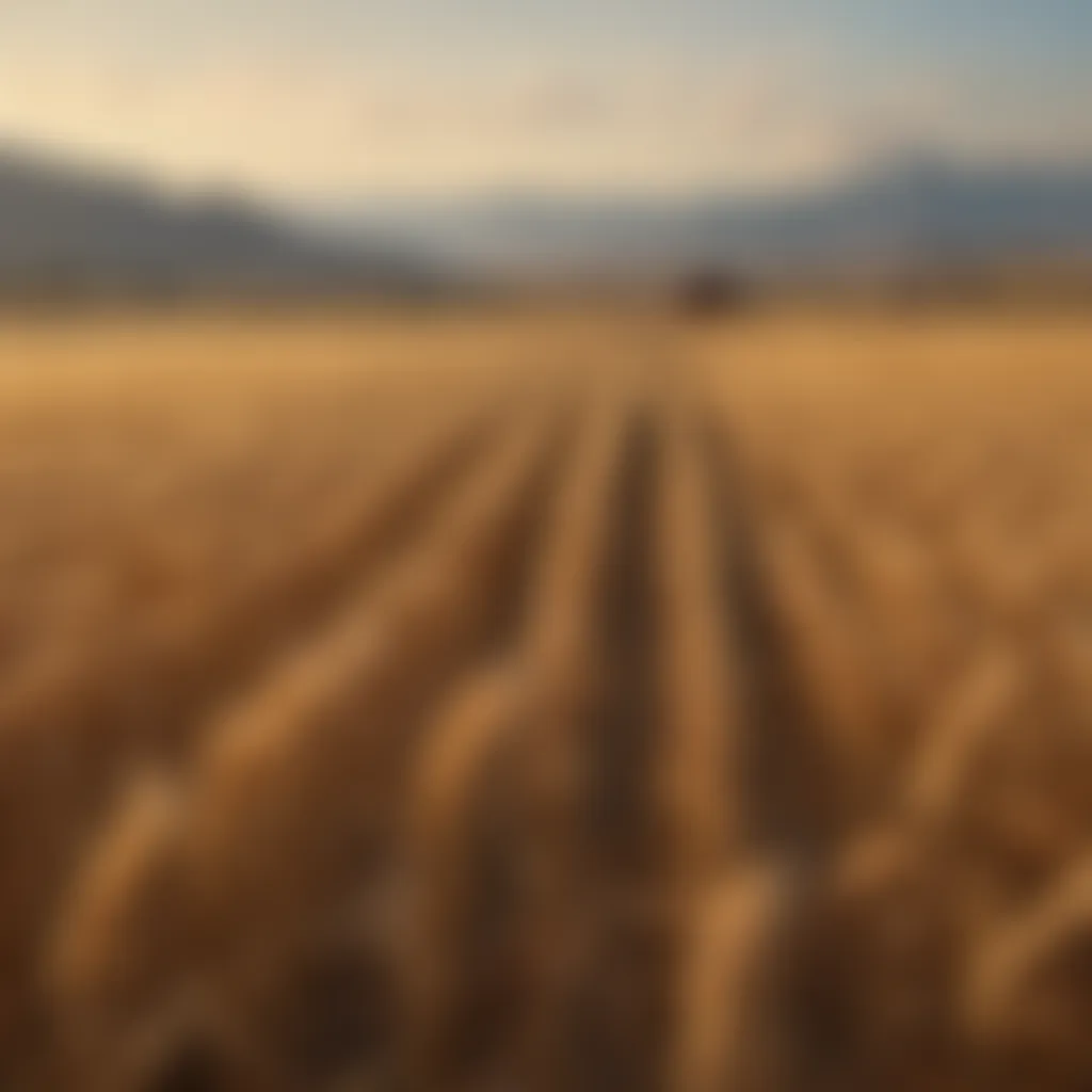 Harvested wheat field with a scenic backdrop