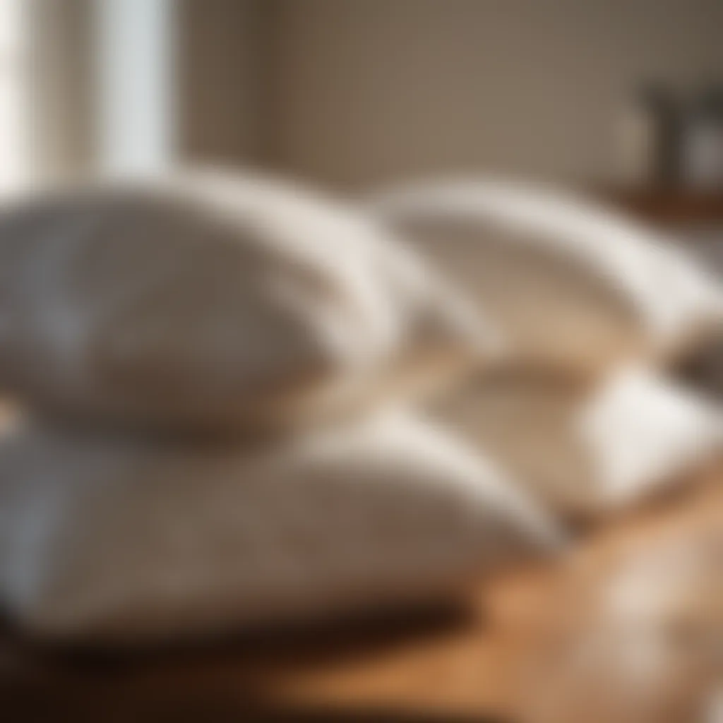 Fresh and fluffy pillows drying in the sunlight