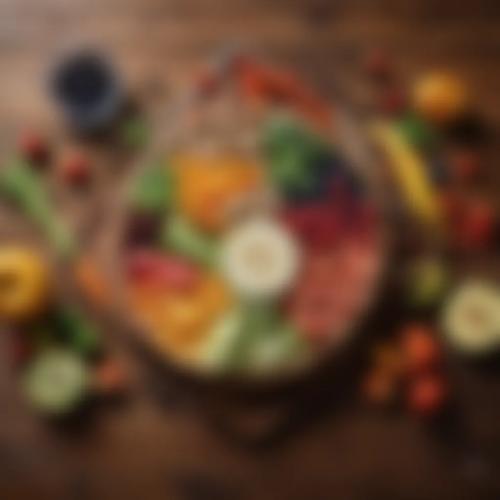 Fiber-Rich Foods for Digestive Health A variety of fiber-rich fruits and vegetables arranged on a wooden table