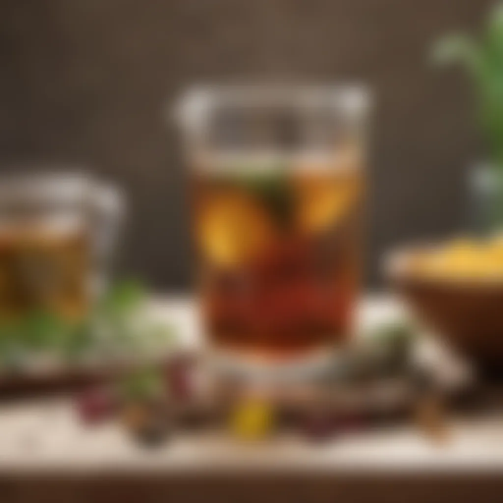 Natural Remedies for Easing Constipation A collection of natural remedies like herbal teas and supplements on a countertop