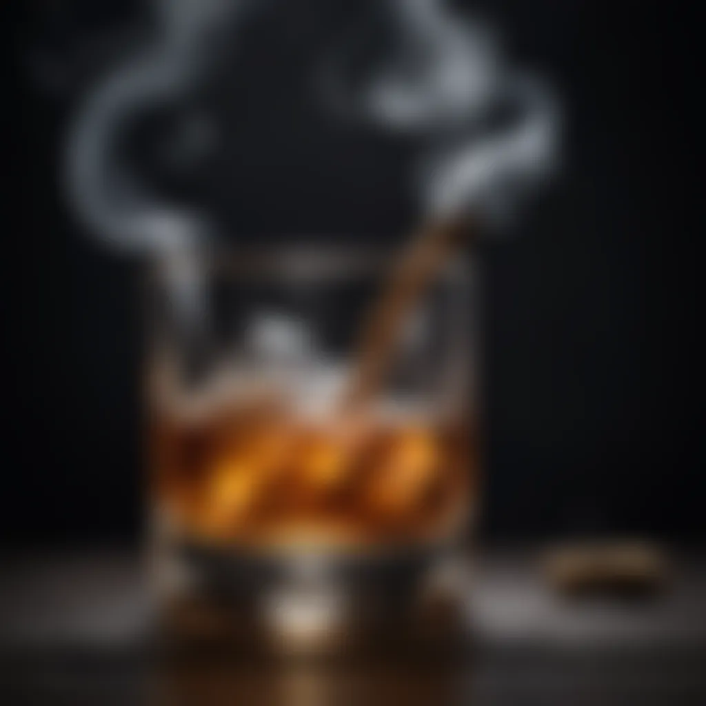 Elegant whiskey glass with smoke swirling above