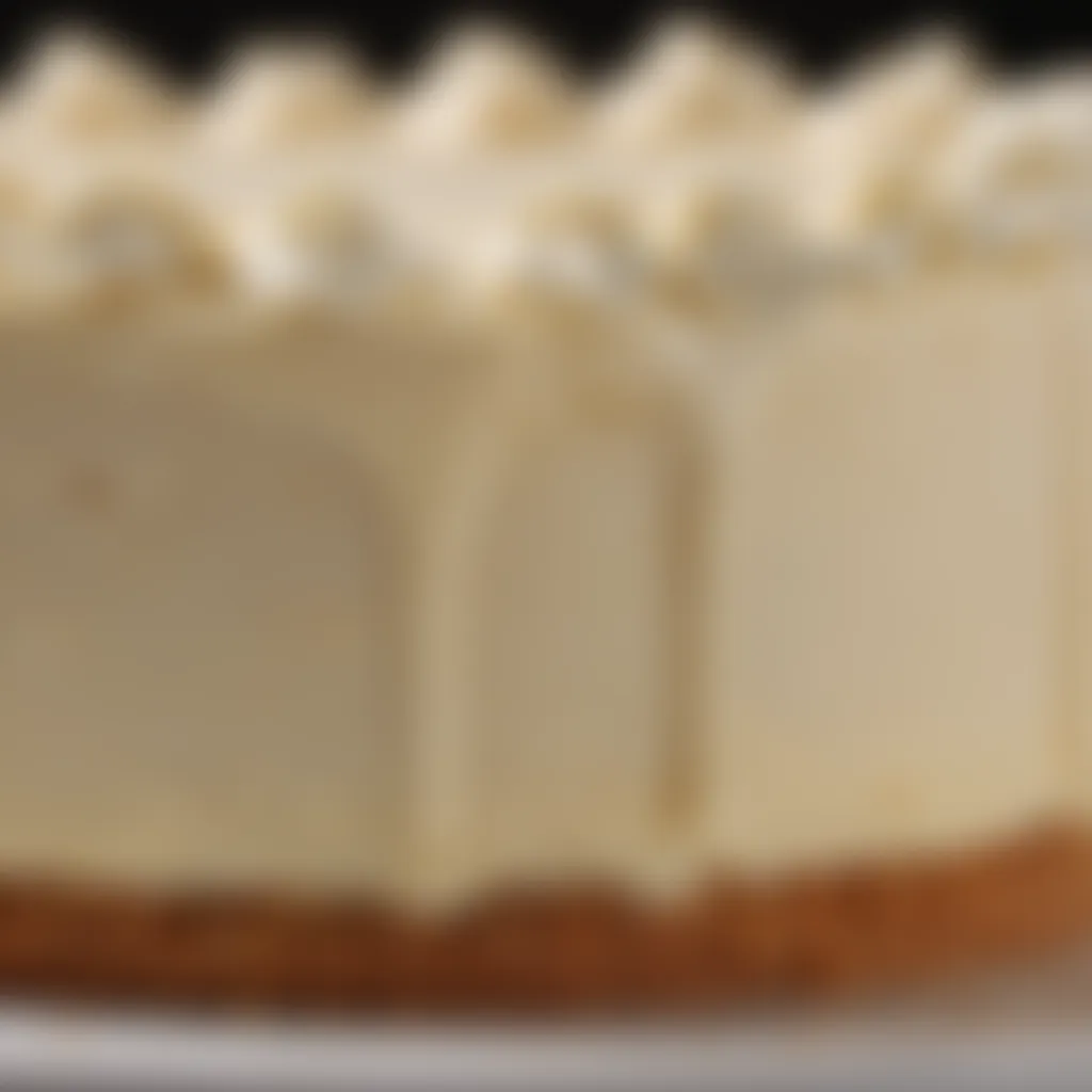 Close-up of a creamy white chocolate cheesecake texture.