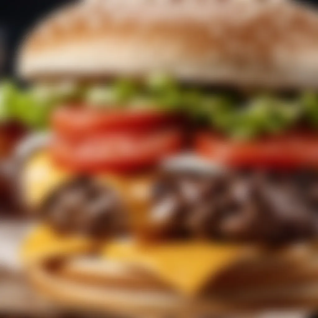 Close-up of a fresh homemade Whopper Jr burger